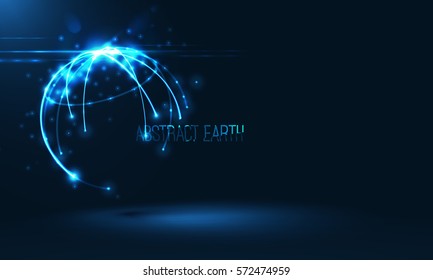 Forma de esfera abstracta de círculos y partículas brillantes. Visualización de conexiones de red global . Mundo futurista. 3d concepto de planeta . Antecedentes científicos y tecnológicos 