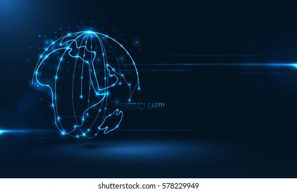 Abstract sphere shape of glowing circles and particles . Global Network connection visualization . Futuristic earth globe . 3d planet concept . Science and technology background 