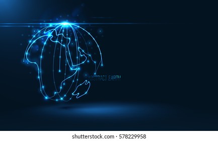 Abstract sphere shape of glowing circles and particles . Global Network connection visualization . Futuristic earth globe . 3d planet concept . Science and technology background 