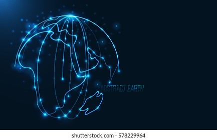 Abstract sphere shape of glowing circles and particles . Global Network connection visualization . Futuristic earth globe . 3d planet concept . Science and technology background 