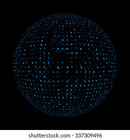 Abstract Sphere with Square Dots. Futuristic User Interface HUD Element. Vector illustration.