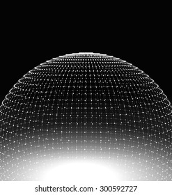 Abstract Sphere Surface Wireframe Polygonal Lines and Dots. Futuristic Technology Style - Vector