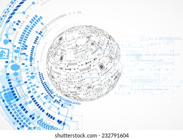 Abstract sphere technological background with various tech elements