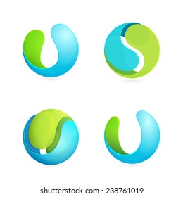 Abstract sphere and U letter logo