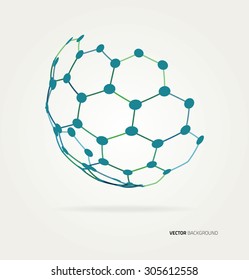 Abstract sphere Vector hexagons template. 