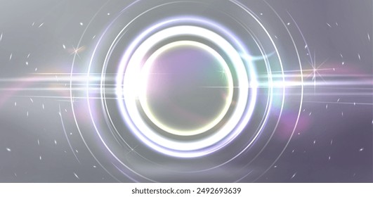 Esfera Abstractas con efecto de destello de luz blanca. Ilustración vectorial realista de la línea de resplandor de brillo circular. Brillo de energía de forma redonda. Anillo mágico brillante y brillante. Elemento de diseño de bola de resplandor de lujo.