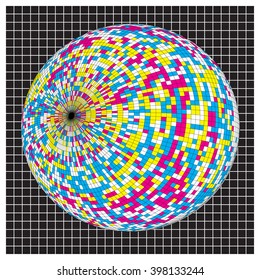 Abstract Sphere Wireframe CMYK Globe