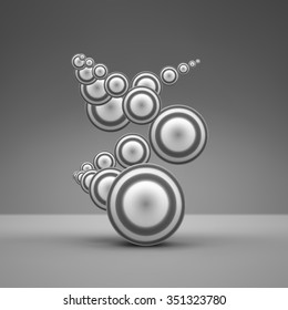 Abstract Spheres Composition. 3D Geometrical Design. Futuristic technology style. Vector illustration.