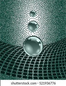 Abstract spheres with surface. Concept business design. Stipple dotted effect. Vector ilustration.