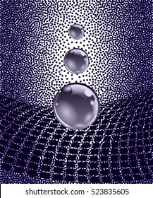 Abstract spheres with surface. Concept business design. Stipple dotted effect. Vector ilustration.
