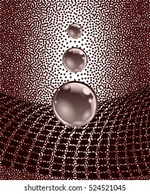 Abstract spheres with surface. Concept business design. Stipple dotted effect. Vector illustration.