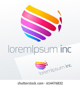 Abstract spheric icon, vector sign, colorful logotype. Logo for Media, Fashion, Cosmetics