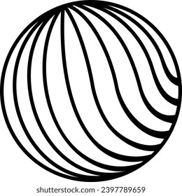 Abstract spherical decorative striped swirling ornament.