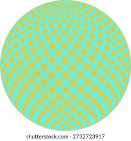 Abstract spherical geometric featuring a bright gradient blend of turquoise and yellow across a textured surface Keywords sphere, geometric, pattern