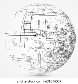 Abstract spherical graphic design.