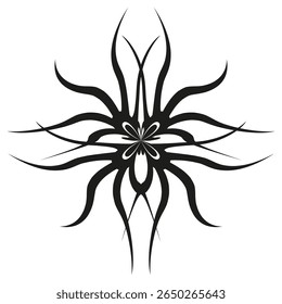 Forma abstrata da aranha. Forma de aracnídeo estilizado. Design intrincado de insetos. Ilustração vetorial.