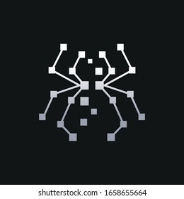 Abstract spider logo on a black background