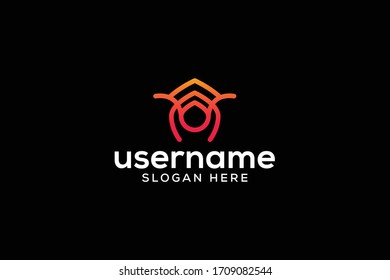 abstract spider mark logo vector design with line, modern, elegant unique styles and awesome gradient on black background