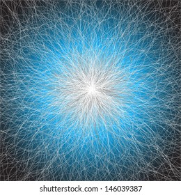 Abstract spider web on blue background. Vector illustration.