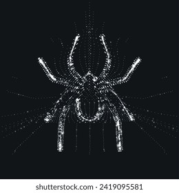 Abstract spider with white particles. Graphic concept for your design