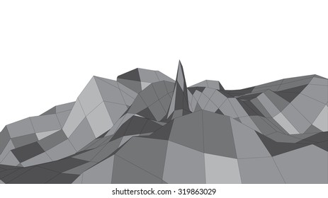 Abstract spiked landscape, stone asteroid