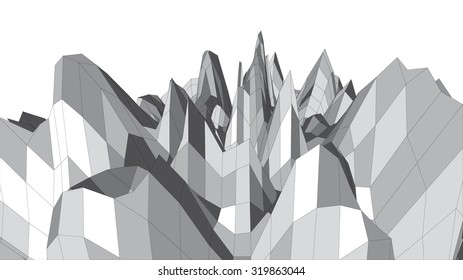 Abstract spiked landscape, stone asteroid