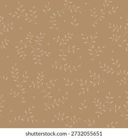 Abstractas picos de cereales sin patrón sobre fondo de color café. Para la tela, envoltura, Web. Ilustración vectorial