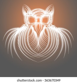 Abstract Spiky Drawing of the Owl  Bird.Vector EPS 10. 