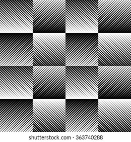 Abstract spiky pattern with alternating squares. Pointed, edgy lines background. Monochrome vector background. Seamlessly repeatable.