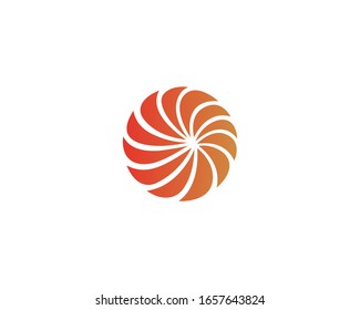 Abstract spin flower sun shutter logo icon design template. Spiral galaxy universe vector logotype symbol.