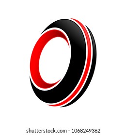 Abstract Spinning Black Tire Red Accents Symbol Logo Design