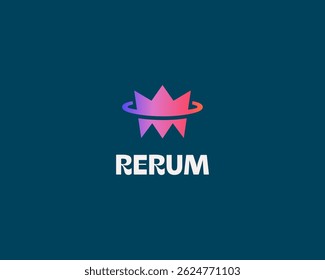 Abstract spinning crown geometric logo design. Flat king royal queen king vector gradient logotype.