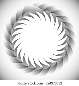 Abstract spinning, twirling graphics with rotating shapes. Spiraling, swirling element.