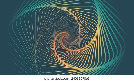 Abstract spiral 3d flower in dark blue background. This is a wavy thin line with glowing light background.
