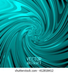 Abstract Spiral Background. Azure Lines and Turquoise Stripes. Vector illustration
