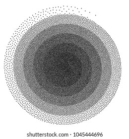 Abstract spiral background. Black and white halftone stipple dots pattern. Eps8. RGB. Global color