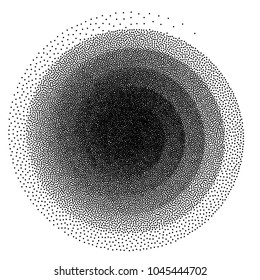 Abstract spiral background. Black and white halftone stipple dots pattern. Eps8. RGB. Global color