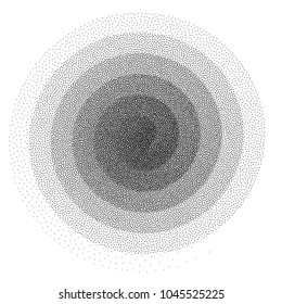 Abstract spiral background. Black and white halftone stipple dots pattern. Eps8. RGB. Global color