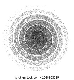 Abstract spiral background. Black and white halftone stipple dots pattern. Eps8. RGB. Global color