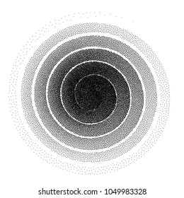Abstract spiral background. Black and white halftone stipple dots pattern. Eps8. RGB. Global color
