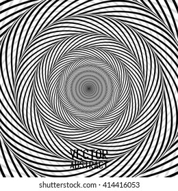 Abstract Spiral Background. Black and White Rotating Hypnotic Pattern. Vector Illustration