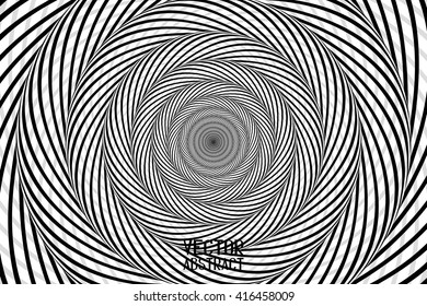 Abstract Spiral Background. Black and White Rotating Hypnotic Pattern. Vector Illustration
