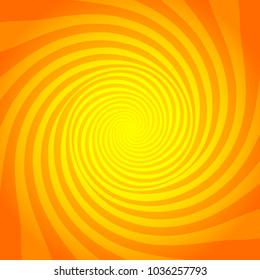Abstract spiral background of bright glow perspective with lighting yellow orange twist line. Vector Illustration eps 10. Can for business brochure, flyer party, banners, wrapper lollipop candy, label