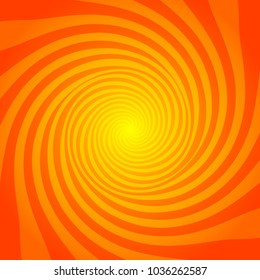 Abstract spiral background of bright glow perspective with lighting yellow orange twist line. Vector Illustration eps 10. Can for business brochure, flyer party, banners, wrapper lollipop candy, label