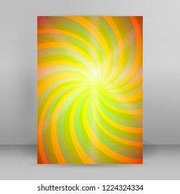 Abstract spiral background of bright glow perspective with lighting yellow orange twist line. Vector Illustration eps 10. Can for business brochure, flyer party, banners, wrapper lollipop candy, label