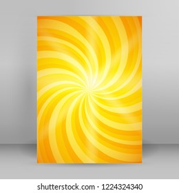 Abstract spiral background of bright glow perspective with lighting yellow orange twist line. Vector Illustration eps 10. Can for business brochure, flyer party, banners, wrapper lollipop candy, label