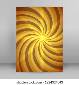 Abstract spiral background of bright glow perspective with lighting yellow orange twist line. Vector Illustration eps 10. Can for business brochure, flyer party, banners, wrapper lollipop candy, label