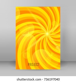 Abstract spiral background of bright glow perspective with lighting yellow twist lines.   Vector illustration EPS 10. Can be used for business brochure, flyer party, design banners, cover book, label