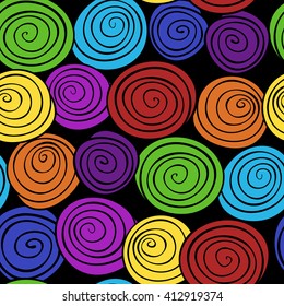 Abstract spiral background. Colorful Vector seamless pattern.