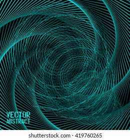 Abstract Spiral Background. Dark Turquoise Structural Pattern Texture. Vector Illustration